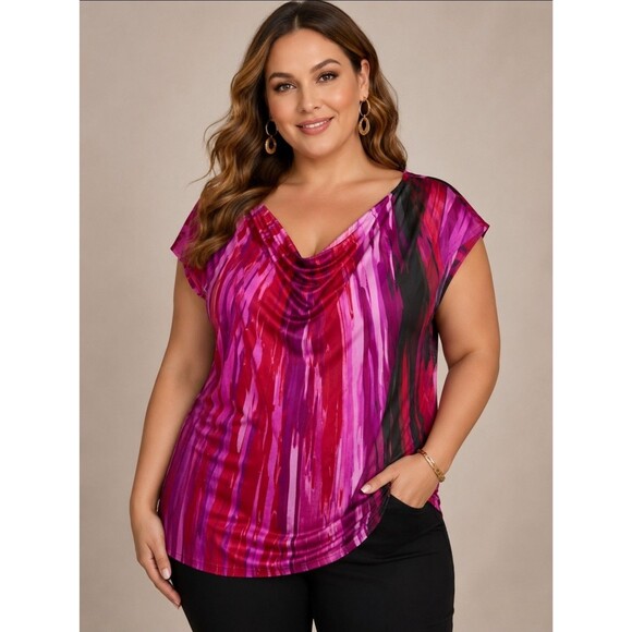 Dana Buchman Tops - Dana Buchman Multi-Color Cowl Neck Sleeveless Blouse Top Size 2X